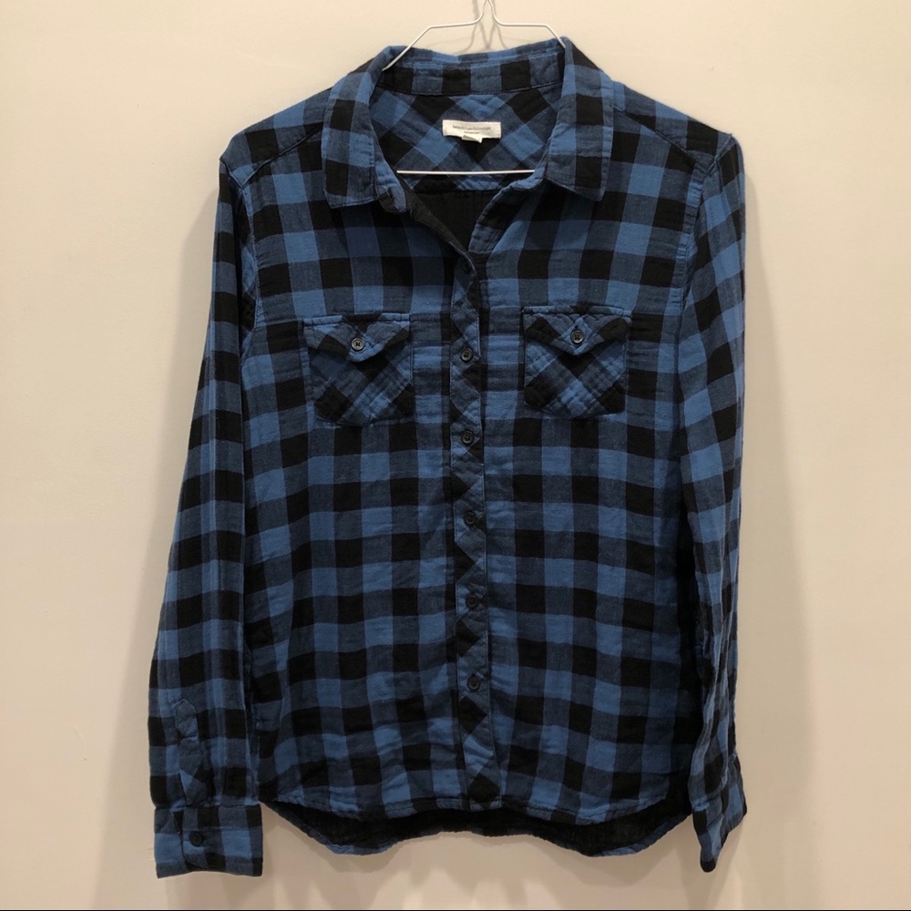 Blue and Black Plaid Shirt